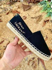 SL EMBROIDERED ESPADRILLES IN CANVAS BLACK