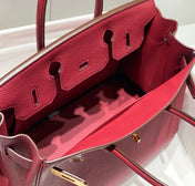HM BIRKIN 25CM BURGUNDY CALFSKIN GOLD HARDWARE