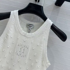 CC 25 White Knitted Tank Top