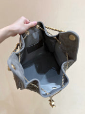 CC 25 HANDBAG IN GRAY 40 SUEDE CALFSKIN GOLD HARDWARE
