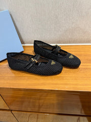 PRA BALLERINAS BALLET FLATS IN BLACK MESH FABRIC