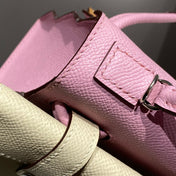 KELLY DOLL PICTO MINI 18 PINK MIX BROWN CALFSKIN