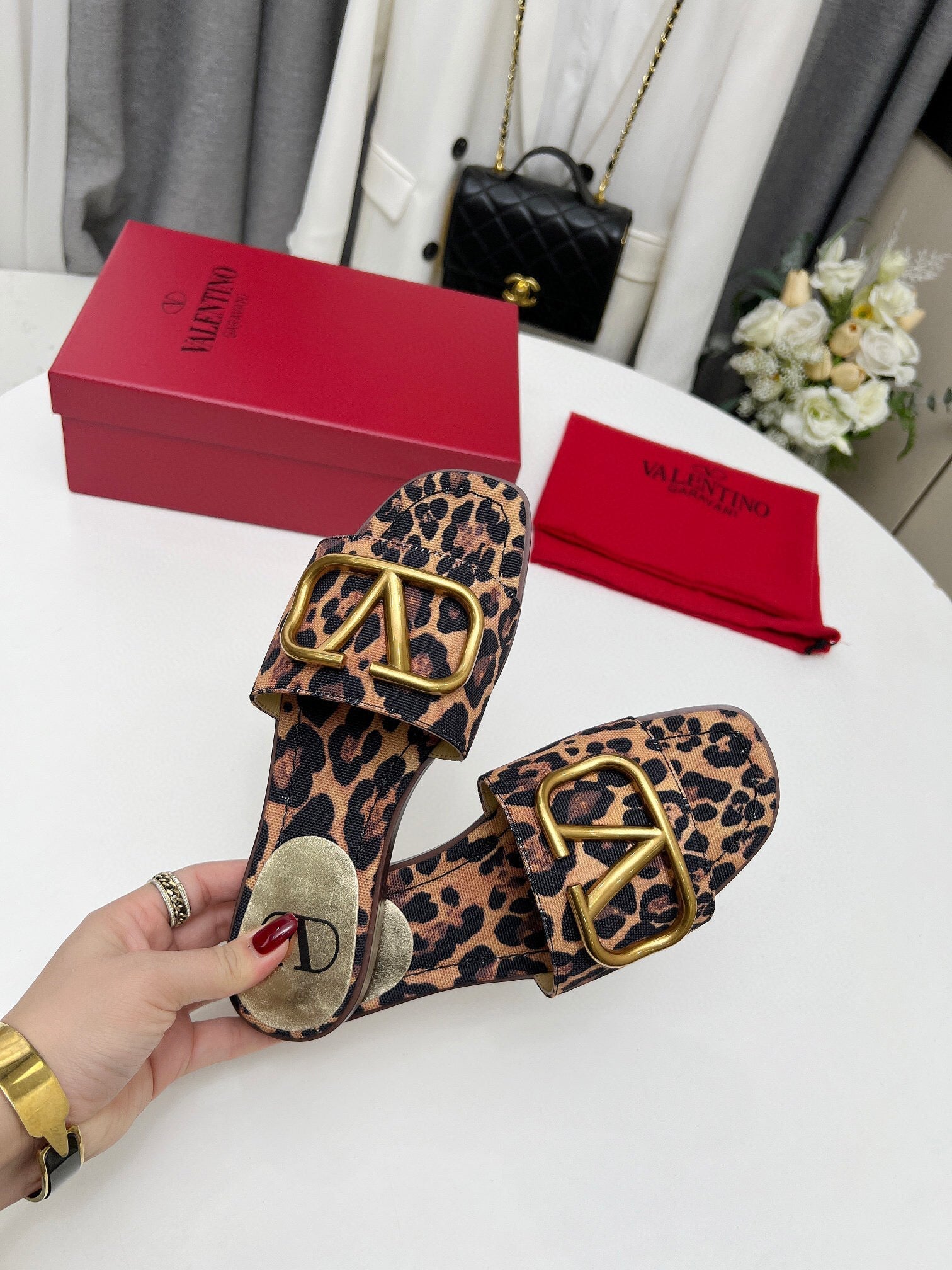 LEOPARD FLAT SLIDE GHW