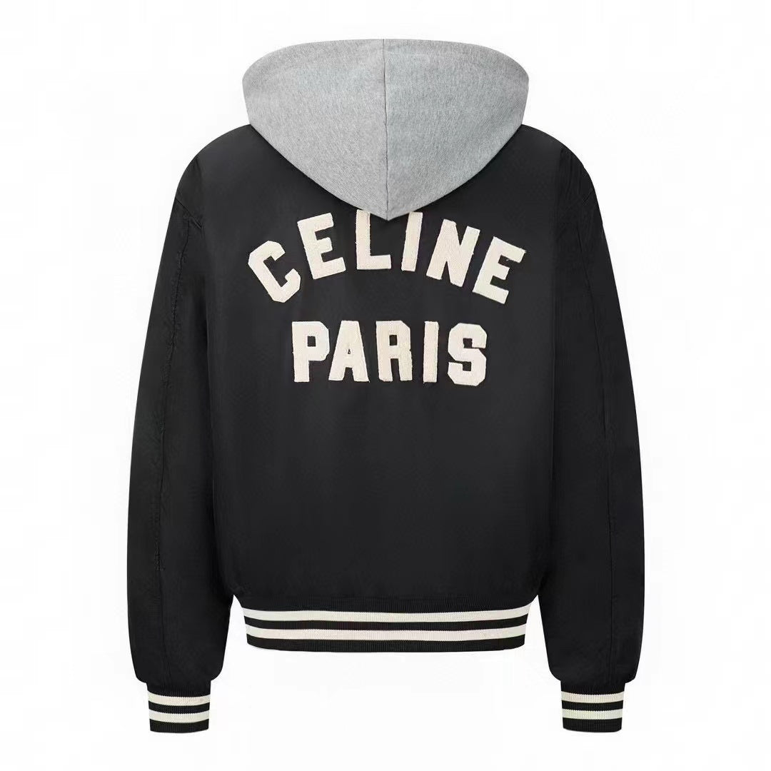 Celine Jackets C Logo Black White Mix Grey Cotton