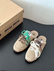 MIUxNEW 530 MULES SNEAKER IN BROWN ECRU SUEDE
