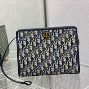 OBLIQUE BOOK TOTE 26 IN DARK BLUE MONOGRAM JACQUARD