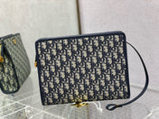 OBLIQUE BOOK TOTE 26 IN DARK BLUE MONOGRAM JACQUARD