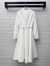 Gucci Midi Dress in White Cotton Poplin