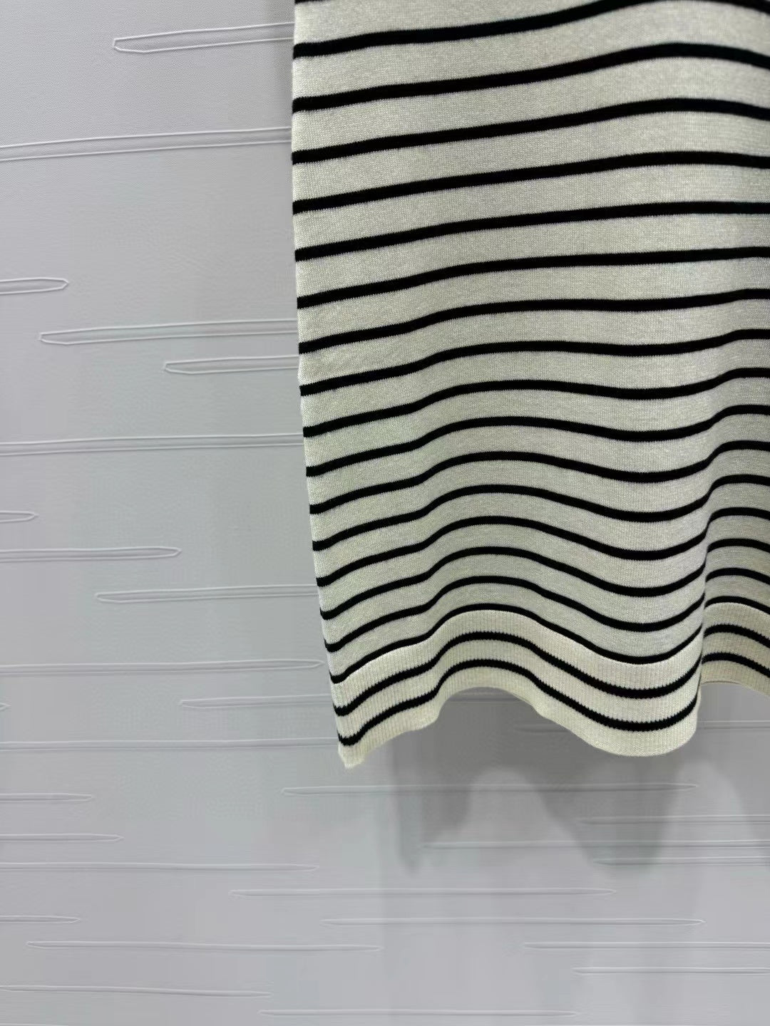 Triomphe Striped Mini Dress Black White Crocheted Cotton