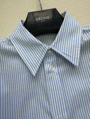 Celine Shirt Blue White Cotton