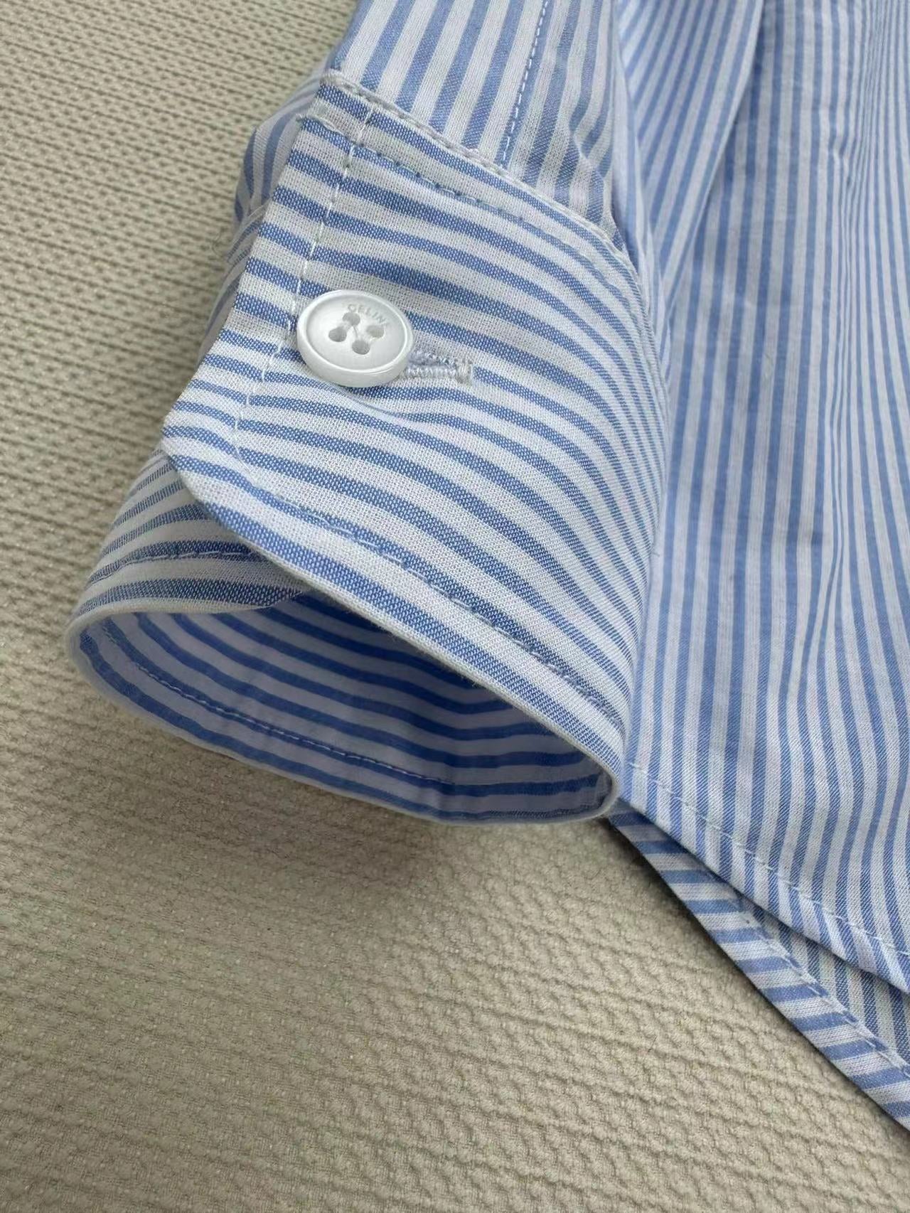 Celine Shirt Blue White Cotton
