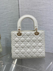 LADY BAG 24 IN WHITE CALFSKIN GOLD HARDWARE
