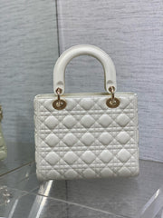 LADY BAG 24 IN WHITE CALFSKIN GOLD HARDWARE