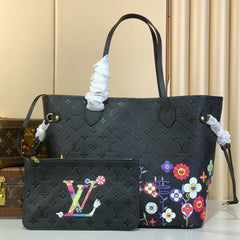 NEVERFULLxTM MM TOTE BAG 32 IN BLACK MONOGRAM CALFSKIN