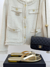 THONG SANDALS IN GOLD GLOSSY CALFKSIN EMBOSSED CRYSTAL