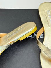THONG SANDALS IN GOLD GLOSSY CALFKSIN EMBOSSED CRYSTAL