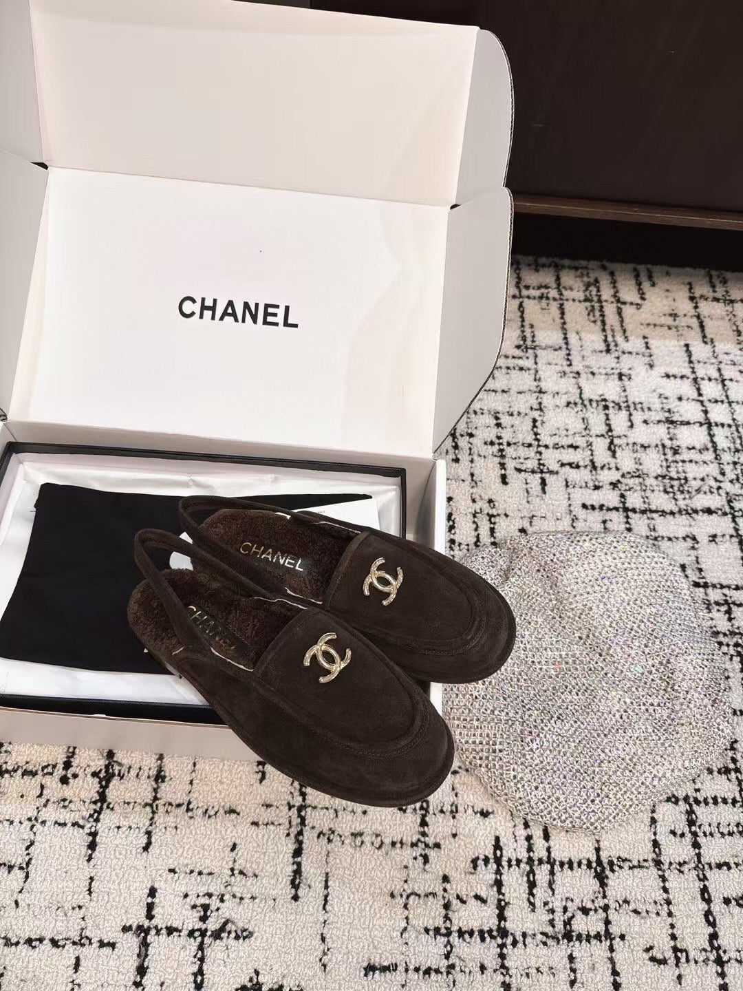 SLINGBACK LOAFER IN BROWN SUEDE AND SHEARLING