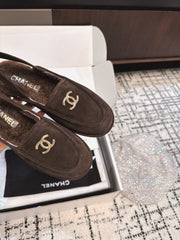 SLINGBACK LOAFER IN BROWN SUEDE AND SHEARLING