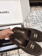 SLINGBACK LOAFER IN BROWN SUEDE AND SHEARLING