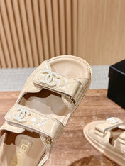 DAD SANDALS IN BEIGE QUILTED CALFSKIN