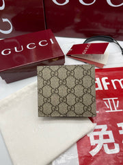 GG BI-FOLD WALLET IN BEIGE MIX BROWN CANVAS