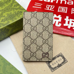 GG LONG CARD CASE IN BEIGE MIX BROWN CANVAS