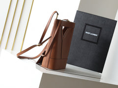 YSL Y BUCKET BAG 30 IN BROWN CALFSKIN