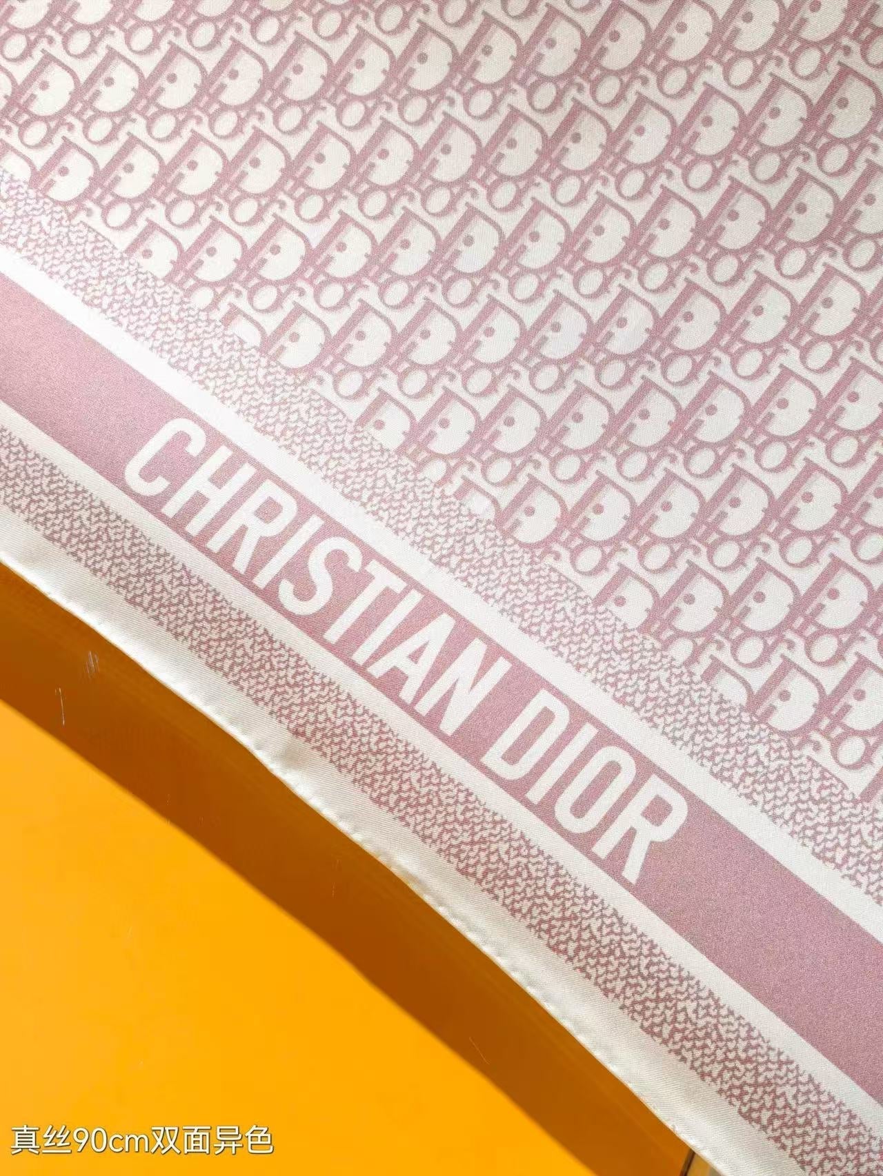 CD SCARF DOUBLE-SIDED IN PINK AND GREY MONOGRAM SILK