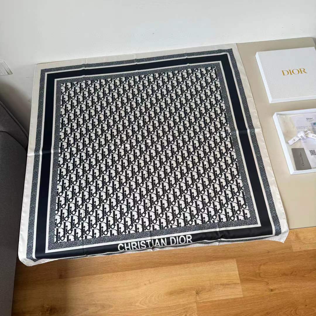 CD SCARF IN BLACK MONOGRAM PATTERN SILK