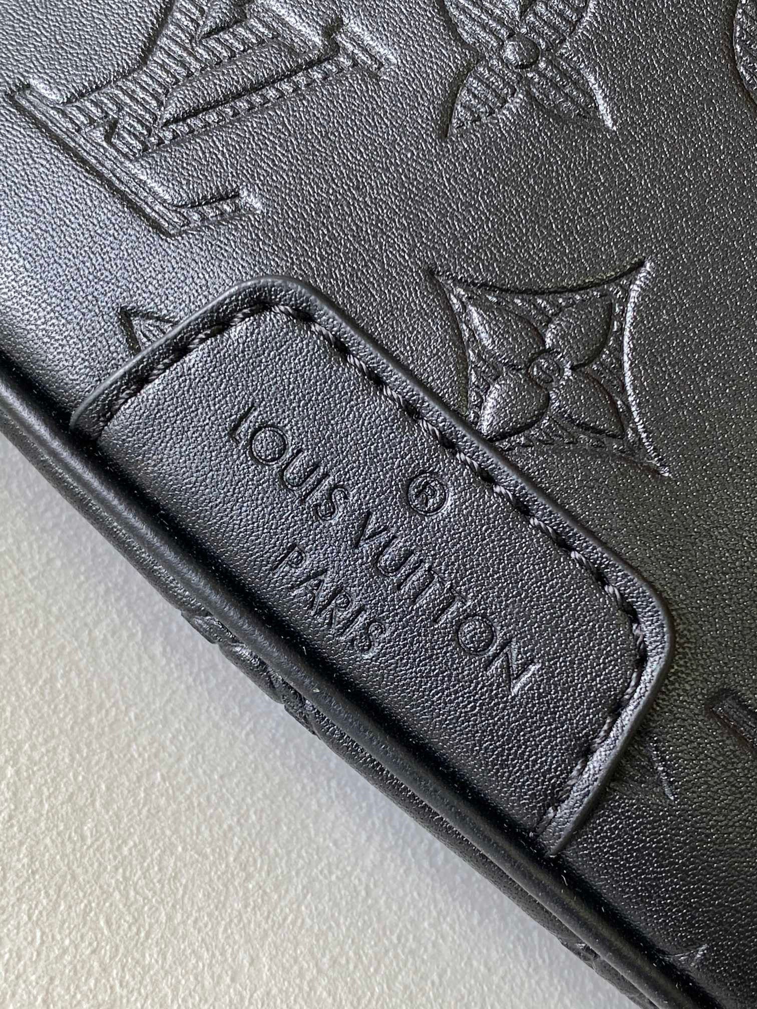 LV BELT BAG 44 IN BLACK EMBOSSED MONOGRAM CALFSKIN