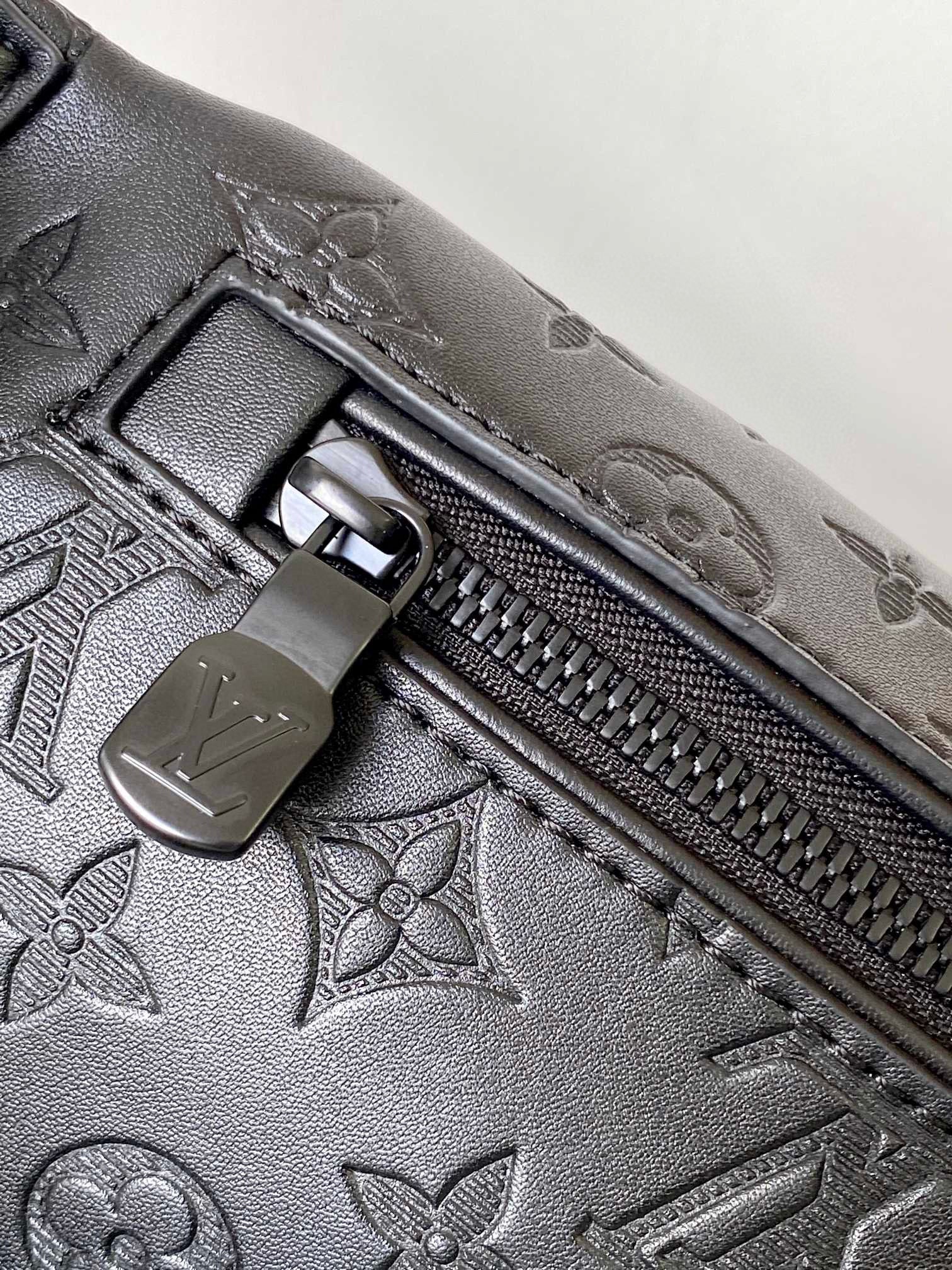 LV BELT BAG 44 IN BLACK EMBOSSED MONOGRAM CALFSKIN