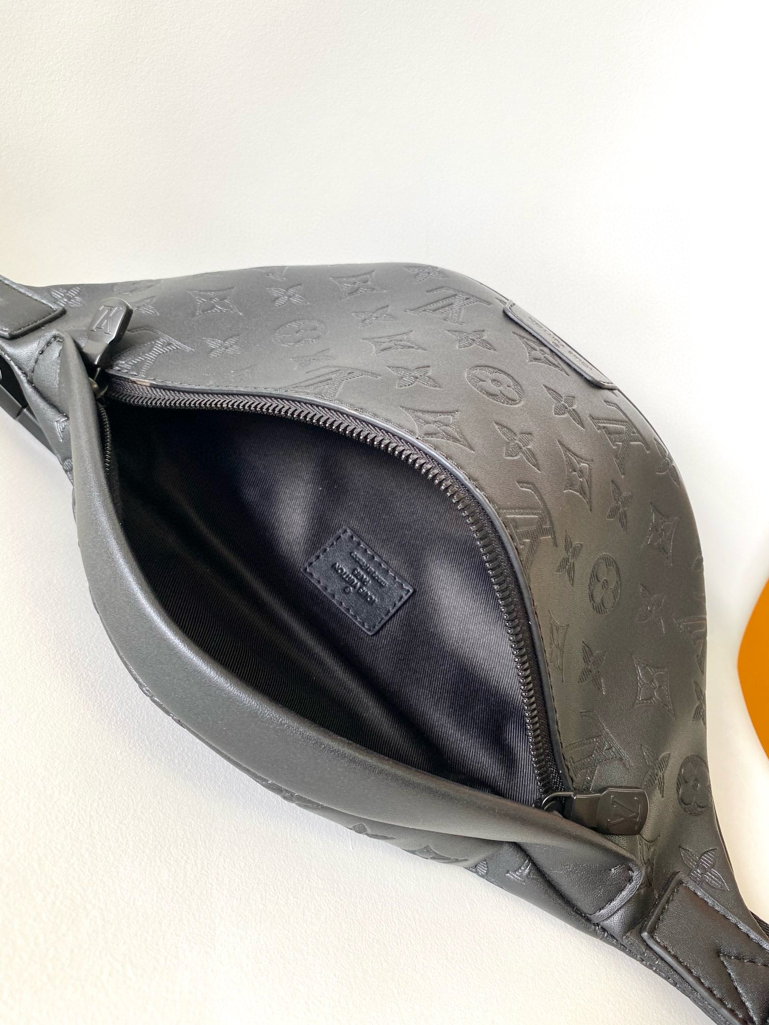 LV BELT BAG 44 IN BLACK EMBOSSED MONOGRAM CALFSKIN