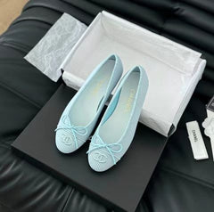 CC BALLET FLATS IN BABY BLUE FABRIC