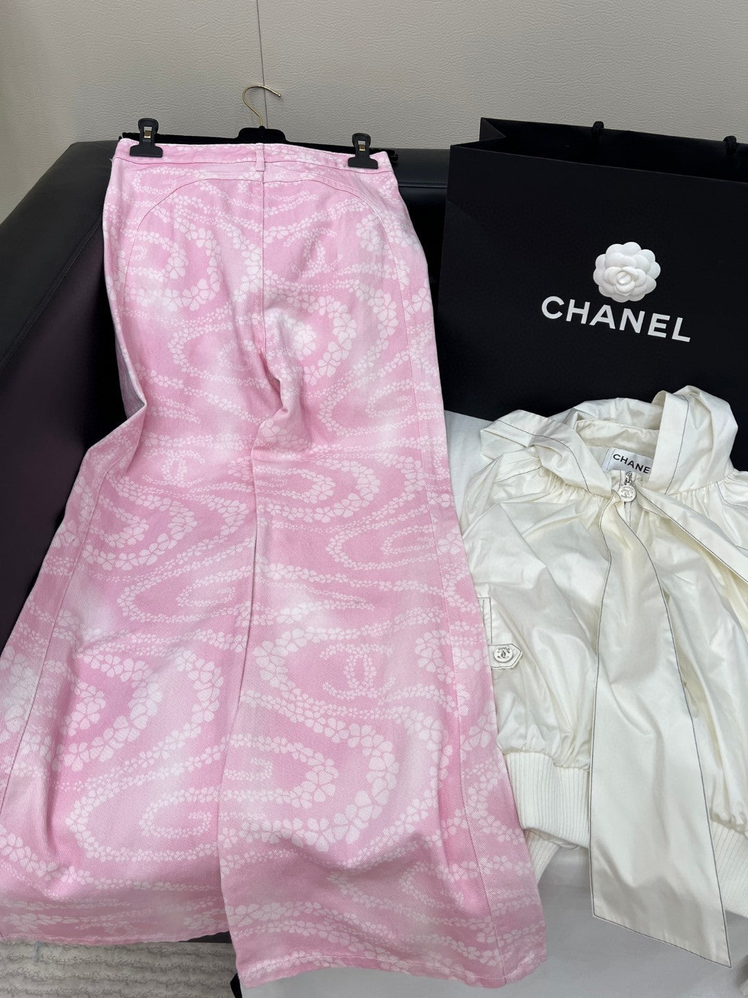 CC WIDE LEG PANTS IN PINK FLORAL SILK