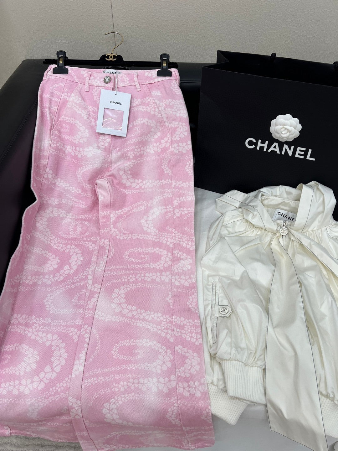 CC WIDE LEG PANTS IN PINK FLORAL SILK
