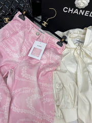 CC WIDE LEG PANTS IN PINK FLORAL SILK