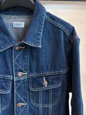 CLASSIC TRUCKER JACKET INDIGO DENIM CONTRAST STITCHING SILVER BUTTONS          Ask ChatGPT