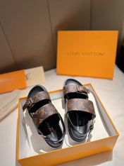 LV GOLD BUCKLE SANDALS IN BROWN MONOGRAM CANVAS