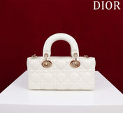SMALL LADY D-JOY 22 WHITE LAMBSKIN GOLD HARDWARE