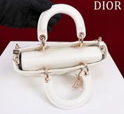 SMALL LADY D-JOY 22 WHITE LAMBSKIN GOLD HARDWARE