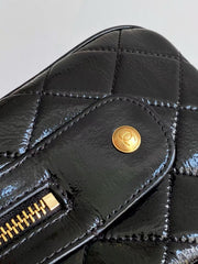 CC HANDBAG 21 IN BLACK PATENT QUILTED CALFSKIN WITH GOLD CHAIN