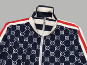GUCCI ZIP-UP KNITTED JACKET IN NAVY BLUE
