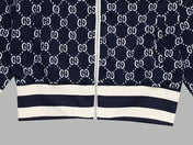 GUCCI ZIP-UP KNITTED JACKET IN NAVY BLUE