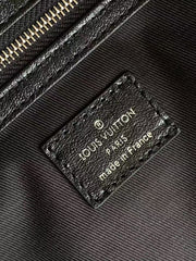 LV SHOULDER BAG 48 IN BLACK CALFSKIN EMBOSSED STRAP