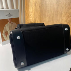 BIRKIN CARGO 35CM BLACK CANVAS AND LEATHER SILVER HARDWARE