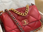 CC19 FLAP BAG 30 IN RED GOATSKIN