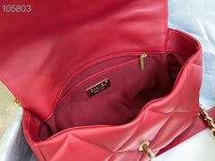CC19 FLAP BAG 30 IN RED GOATSKIN