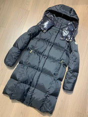 HOODED LONG PUFFER JACKET IN BLACK