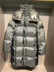 HOODED LONG PUFFER JACKET IN BLACK