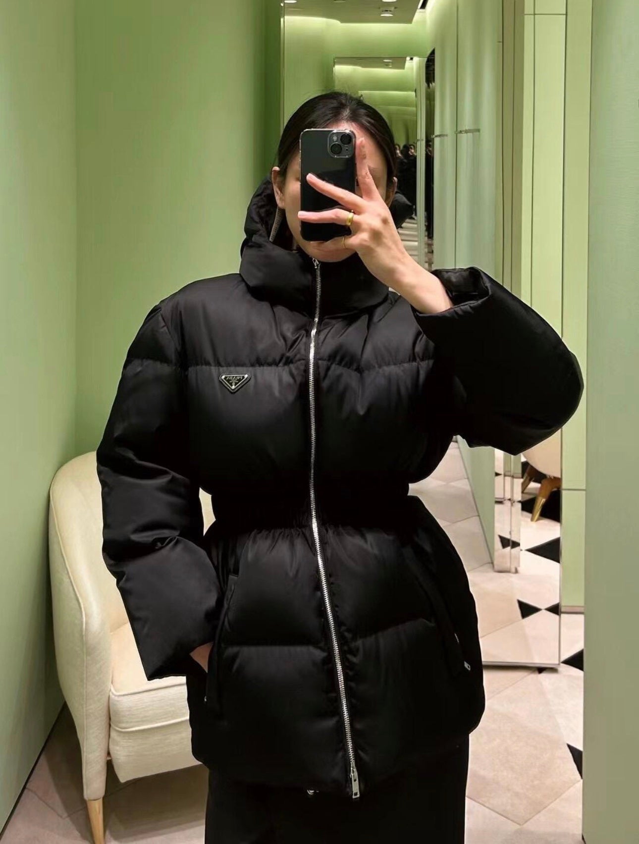 PRADA RE NYLON ZIPPER DOWN JACKET STYLE 1225